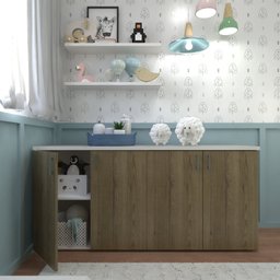 Kit Cori com Cama Solteiro e Armário Baixo Montessoriano Branco/Carvalho Mel - 7 Kit Cori com Cama Solteiro e Armário Baixo Montessoriano Branco/Carvalho Mel - 7
