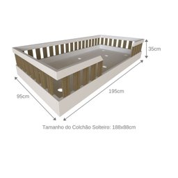Kit Cori com Cama Solteiro e Armário Baixo Montessoriano Branco/Carvalho Mel - 12 Kit Cori com Cama Solteiro e Armário Baixo Montessoriano Branco/Carvalho Mel - 12
