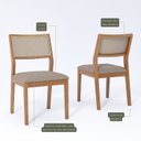 Ver imagem 3 de Kit 8 Cadeiras para Sala de Jantar Estofadas Oiti Bege/Madeira
