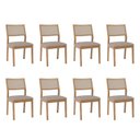 Ver imagem 1 de Kit 8 Cadeiras para Sala de Jantar Estofadas Oiti Bege/Madeira