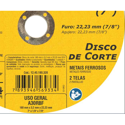 Disco de Corte 180,0X3,2X22,23 DCV - Vonder - 2