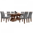 Ver imagem 2 de Mesa de Jantar 6 Lugares Genova com Vidro Chocolate/Off White/Cinza - Cel Móveis