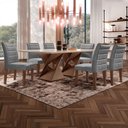 Ver imagem 1 de Mesa de Jantar 6 Lugares Genova com Vidro Chocolate/Off White/Cinza - Cel Móveis