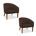 Ver imagem 1 de Poltrona Sala Decorativa Kit 2 Stella Pé Madeira Trapézio Castanho Suede Marrom D03 - D’Rossi