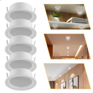 Kit 5 Spot Embutir de Led Downlight 5w Branco Redondo Recuado Branco Quente 3000k