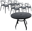 Ver imagem 1 de Jogo Conjunto Mesa 1,20m Alumínio + 6 Cadeiras Jardim Jantar