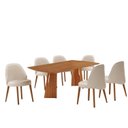 Ver imagem 2 de Conjunto de Mesa de Jantar Bia Tampo Barril Laminado e 6 Cadeiras Ester Marrom/Linho Off/Imbuia/Cinamomo