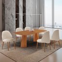 Ver imagem 1 de Conjunto de Mesa de Jantar Bia Tampo Barril Laminado e 6 Cadeiras Ester Marrom/Linho Off/Imbuia/Cinamomo