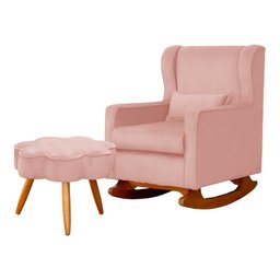 Poltrona Aurora Amamentação Balanço - Sala De Estar - Quarto Amamentação Mais Puff Veludo - Estopar  - 1