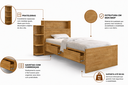 Ver imagem 3 de Cama Solteiro com Colchão Gavetas e Prateleiras Multifuncional para Organização do Quarto