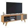 Rack para TV até 75 Polegadas 4 Nichos 1 Porta Pés Madeira Retrô 100% MDF Paraty Nature/Grafite - Pe - 1