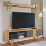 Rack para TV até 75 Polegadas 4 Nichos 1 Porta Pés Madeira Retrô 100% MDF Paraty Nature/Grafite - Pe - 3