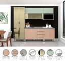 Ver imagem 5 de Armário de Cozinha Compacta 6 Peças sem Tampo Legno Crema com Cumaru e Verde Luci Luciane Móveis