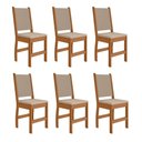 Ver imagem 1 de Kit 6 Cadeiras de Jantar Clara MDF Courino Bege Base Freijó Pallazio