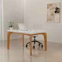 Ver imagem 1 de Mesa para Escritorio 120 cm 100% MDF Tampo Canto Reto com Vidro Dublin Marrom/Marromle/Off White