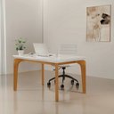 Ver imagem 6 de Mesa para Escritorio 120 cm 100% MDF Tampo Canto Reto com Vidro Dublin Marrom/Marromle/Off White