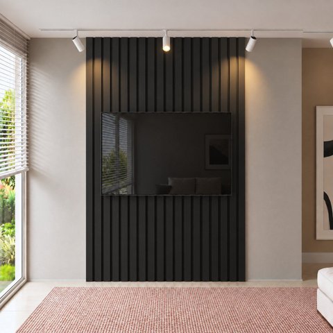 Painel para TV até 65 Polegadas MDF 270cm x 200cm Preto