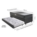 Ver imagem 2 de Bicama Box Baú Solteiro 88x188 Courino Linho Preto com Colchão Dual Firm Ecoflex