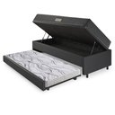 Ver imagem 4 de Bicama Box Baú Solteiro 88x188 Courino Linho Preto com Colchão Dual Firm Ecoflex