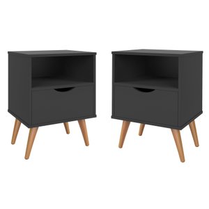 Kit Duas Mesas de Cabeceira Retrô Pés Palito Grecia:preto