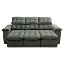 Sofá Retrátil Reclinável Atenas 2,30m Suede Velut Cinza c/ Molas no Assento - King House - 5