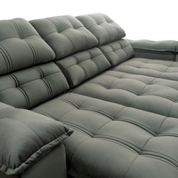 Sofá Retrátil Reclinável Atenas 2,30m Suede Velut Cinza c/ Molas no Assento - King House - 8
