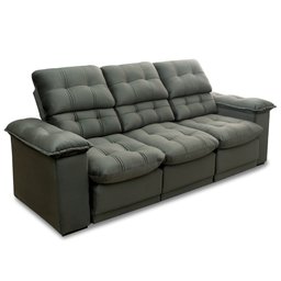 Sofá Retrátil Reclinável Atenas 2,30m Suede Velut Cinza c/ Molas no Assento - King House - 7