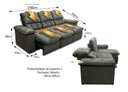 Ver imagem 3 de Sofá Retrátil Reclinável Atenas 2,30m Suede Velut Cinza C/ Molas no Assento - King House