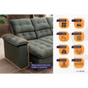 Ver imagem 4 de Sofá Retrátil Reclinável Atenas 2,30m Suede Velut Cinza C/ Molas no Assento - King House