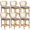 Ver imagem 1 de Kit 6 Banquetas Baixa Bar Cozinha Sala de Jantar Betta L02 Mel Tela Linho Bege - Lyam Decor