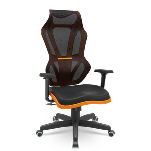 Cadeira Escritório Presidente Gamer Vizon Dz Plaxmetal Relaxsystem Preta/laranja