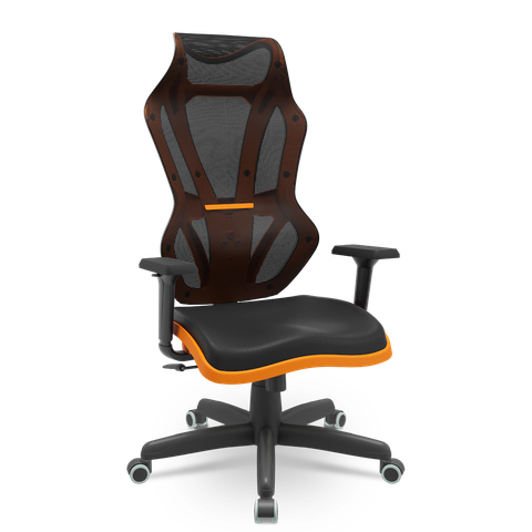 Cadeira Escritório Presidente Gamer Vizon Dz Plaxmetal Relaxsystem Preta/laranja