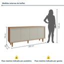 Ver imagem 4 de Buffet Aparador 4 Portas 180cm em MDF para Sala de Jantar Delux