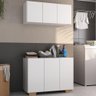 Conjunto Lavanderia Multiuso Armário Aéreo e Balcão 3 Portas Multimóveis Mp5051 Branco/natural - 2