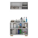 Ver imagem 4 de Conjunto Lavanderia Multiuso Armário Aéreo e Balcão 3 Portas Multimóveis Mp5051 Branco/natural