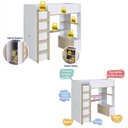 Ver imagem 3 de Cama Elevada Multifuncional com Armário e Escrivaninha Bi030 Infanto Branco Carvalho Completa Móveis
