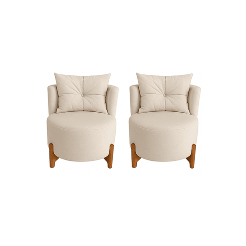 Kit 2 Poltronas Orgânica Curva Luna Boucle Bege - Montanaris Decor