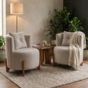 Ver imagem 3 de Kit 2 Poltronas Orgânica Curva Luna Boucle Bege - Montanaris Decor