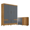 Ver imagem 1 de Guarda Roupa Casal Ms912 e Cômoda Texas Freijó Cinza – Moval