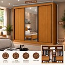 Ver imagem 3 de Guarda Roupa Casal 3 Portas San Marino Gold 6 Gavetas Cinamomo com Espelho - Leifer
