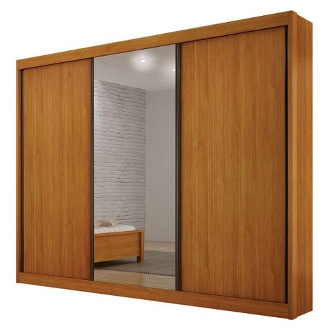 Guarda Roupa Casal 3 Portas San Marino Gold 6 Gavetas Cinamomo com Espelho - Leifer