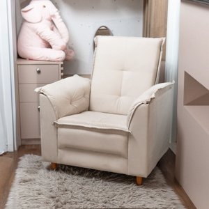 Poltrona Amamentação Ariel Suede Pés Palito Tana Decor Newbelle Decor Bege