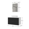 Kit Gabinete Banheiro Rubi 80cm - Gabinete + Cuba + Espelheira - Branco / Preto - 5