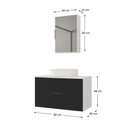 Ver imagem 5 de Kit Gabinete Banheiro Rubi 80cm - Gabinete + Cuba + Espelheira - Branco / Preto
