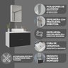 Kit Gabinete Banheiro Rubi 80cm - Gabinete + Cuba + Espelheira - Branco / Preto - 6