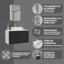 Ver imagem 6 de Kit Gabinete Banheiro Rubi 80cm - Gabinete + Cuba + Espelheira - Branco / Preto