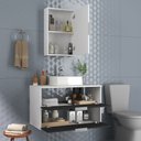 Ver imagem 2 de Kit Gabinete Banheiro Rubi 80cm - Gabinete + Cuba + Espelheira - Branco / Preto