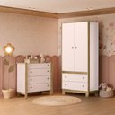 Ver imagem 1 de Quarto de Bebê com Cômoda 5135 e Guarda Roupa 5055 Flora Rosa Qmovi