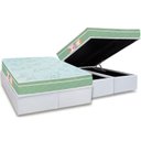 Ver imagem 1 de Cama Box Baú King: Colchão Espuma D33 Castor Sleep Max Euro Pillow + Base CRC Courano White(193x203)