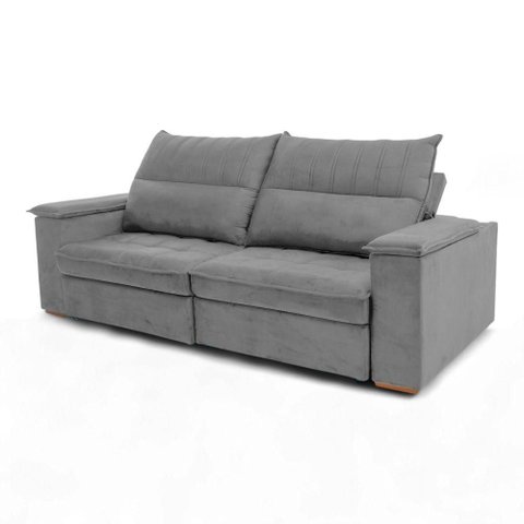 Sofá California 2 Lugares Retrátil e Reclinável 230cm Cinza Loja Sheep